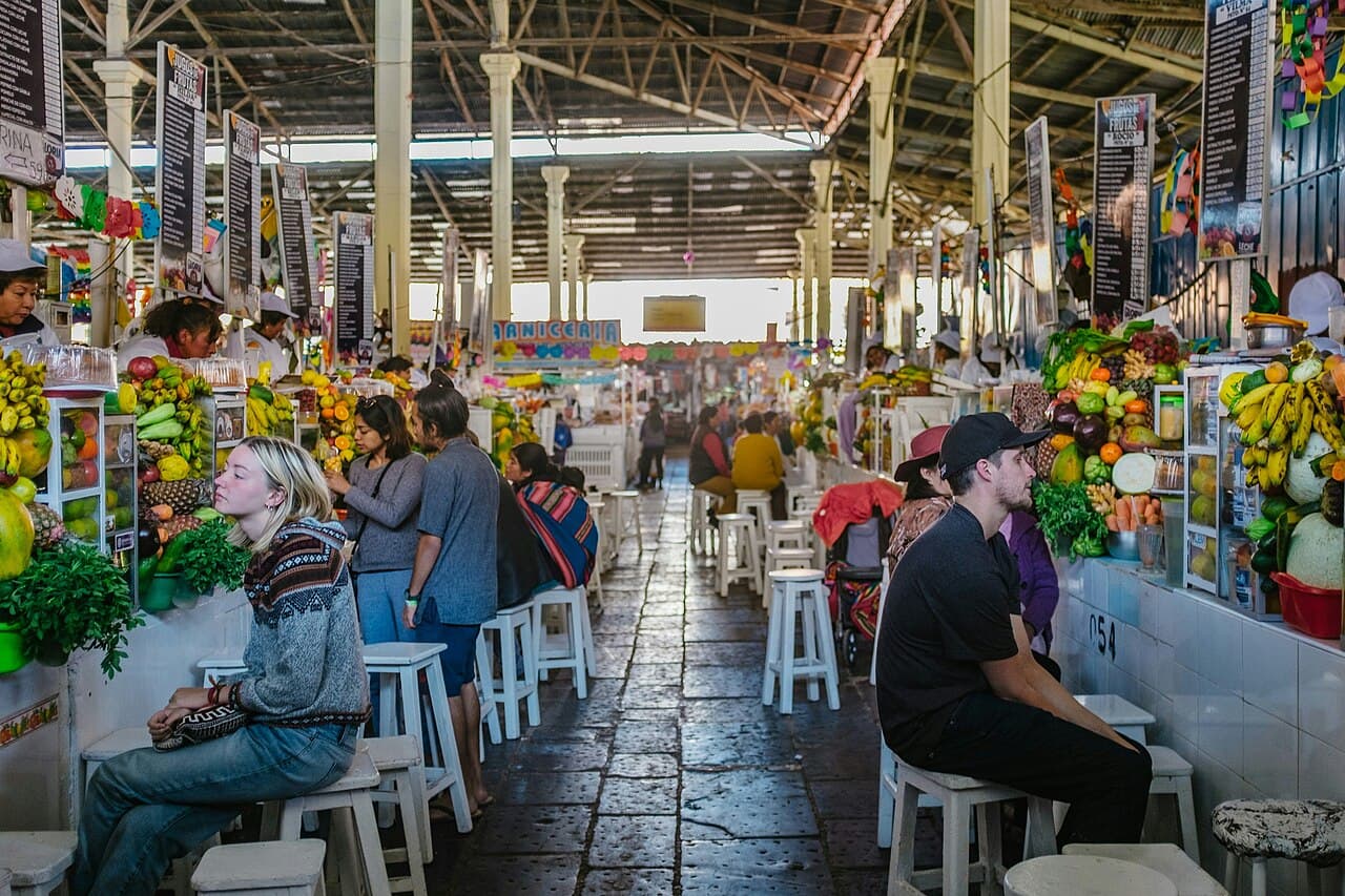 San Pedro Market stalls in Cusco