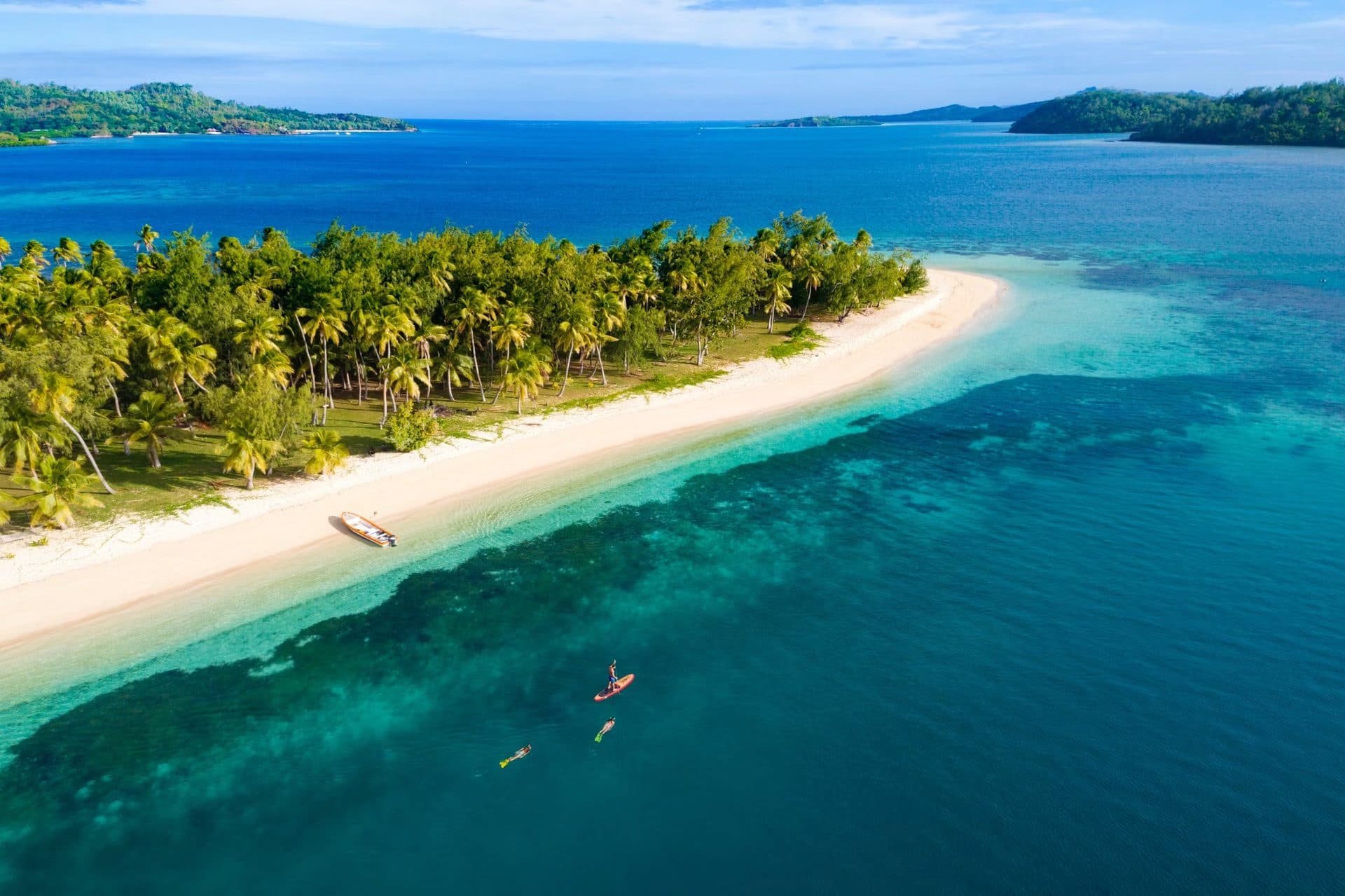 A small Fijian island seen from the water in the Mamanuca group