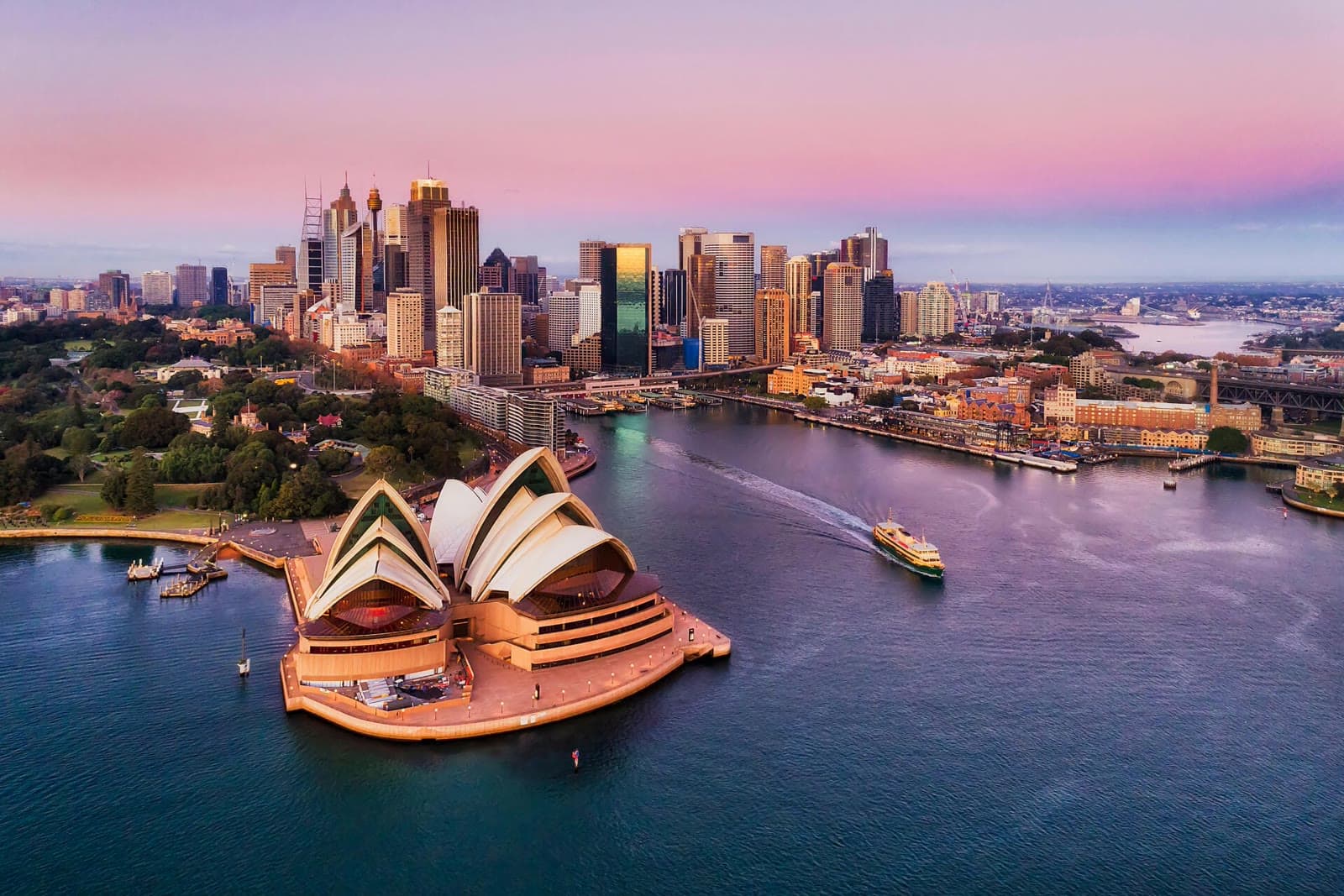 Sydney Opera House and Harbour Bridge at dusk